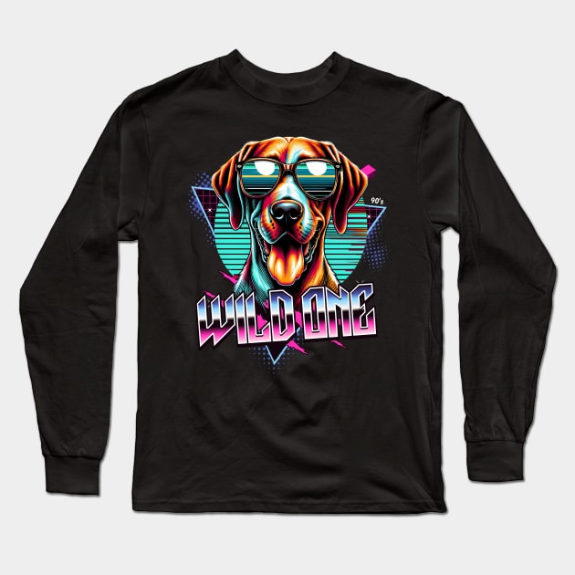 Wild One Pointer Dog Long Sleeve T-Shirt by Miami Neon Designs